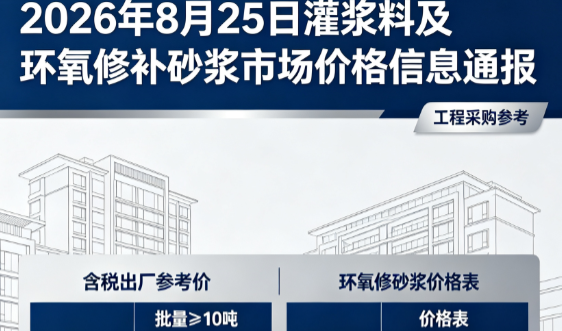 八所镇2026年8月25日灌浆料及环氧修补砂浆市场价格信息通报